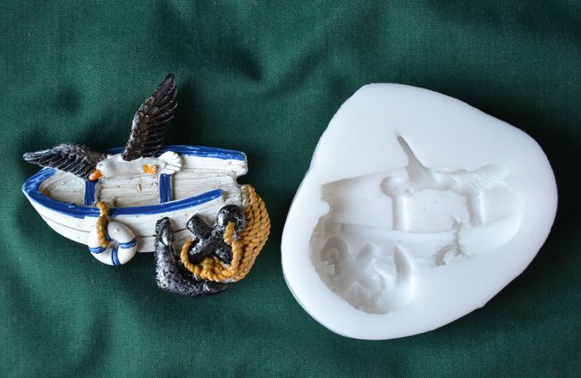 Relief Loďka s kotvou - vel. 7 cm