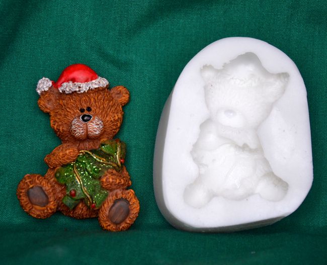 Relierf Vánoční medvídek se stromečkem - vel. 4x6cm
