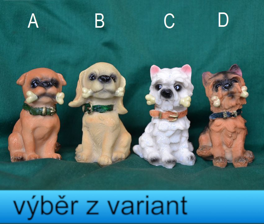 Pes s kostičkou - výška 7,5cm