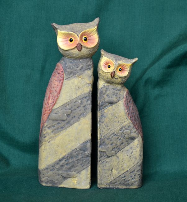 2 sovy - výška 12,5 a 15,5cm