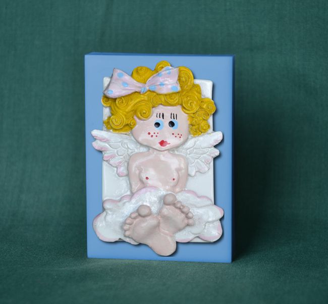 Andělka s mašlí - obdélník 8x5,7cm