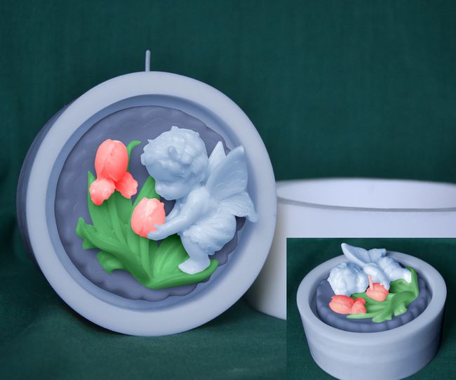 Andílek s tulipány, Disk s otvorem - průměr 10cm