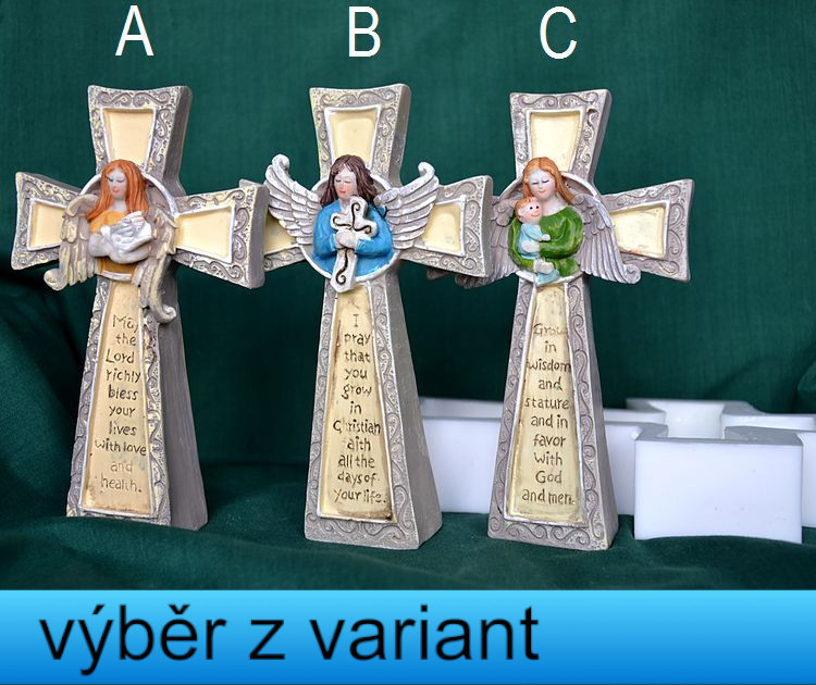 Anděl na kříži - výška 15cm