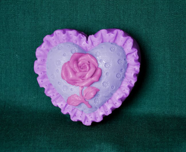 Srdce s růží, krajka, vel. 5 cm