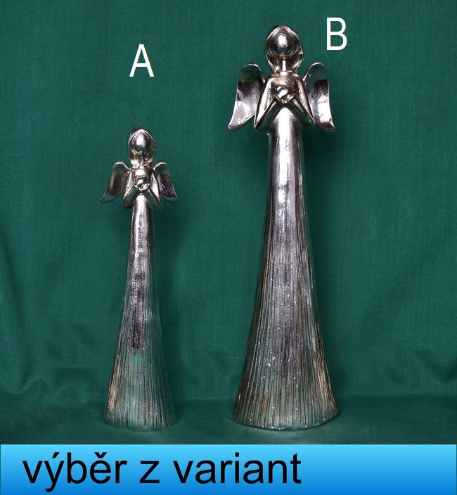 Anděl stříbrný štíhlý - výška 15 a 19,5cm