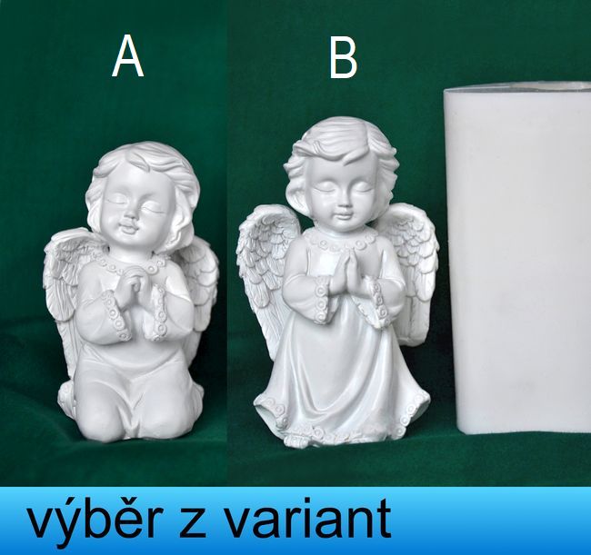Andělíček bílý klečící a modlící - výška 8 a 10cm