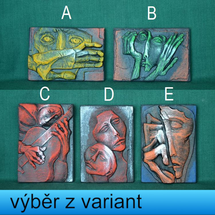 Relief Tvář - abstrakce, vel 7,3x5cm