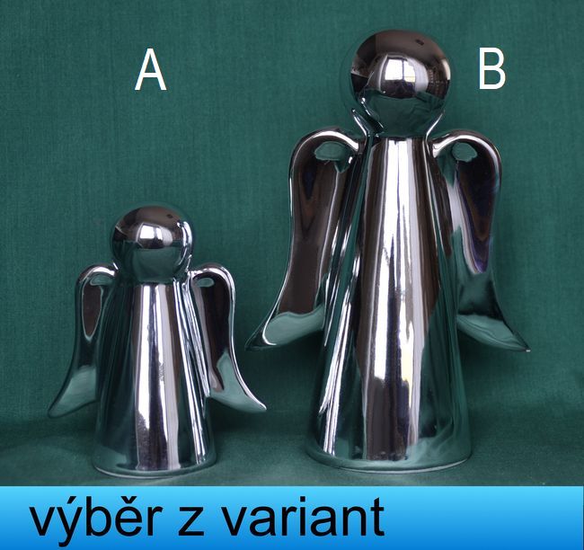 Andělíček široký stříbrný - výška 9,5 a 16,5cm