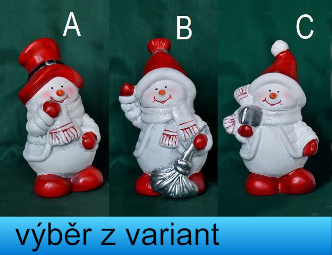 Sněhulák s červenou čepicí - výška 11cm