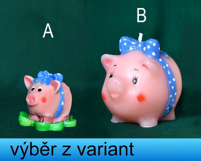Prasátko pro štěstí mašlí - výška 3 a 7,5cm
