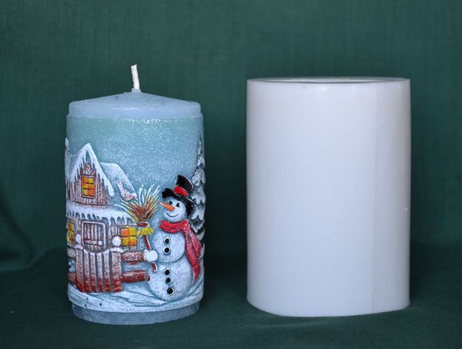 Zimní motiv válec, výška 9,5cm