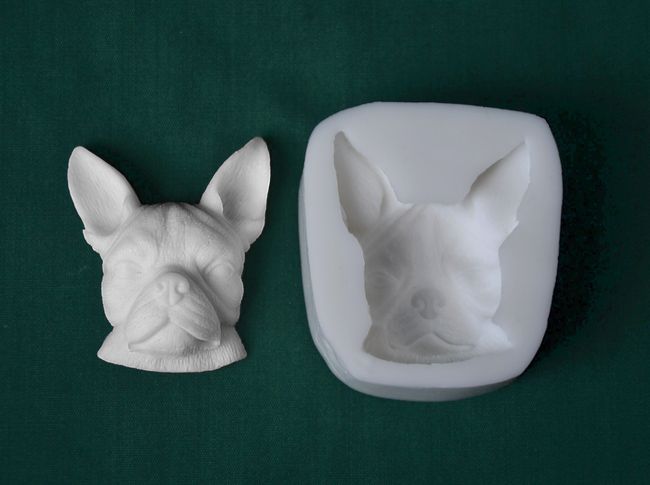 Relief Pes Buldoček - Hlava, vel 4,5x5cm