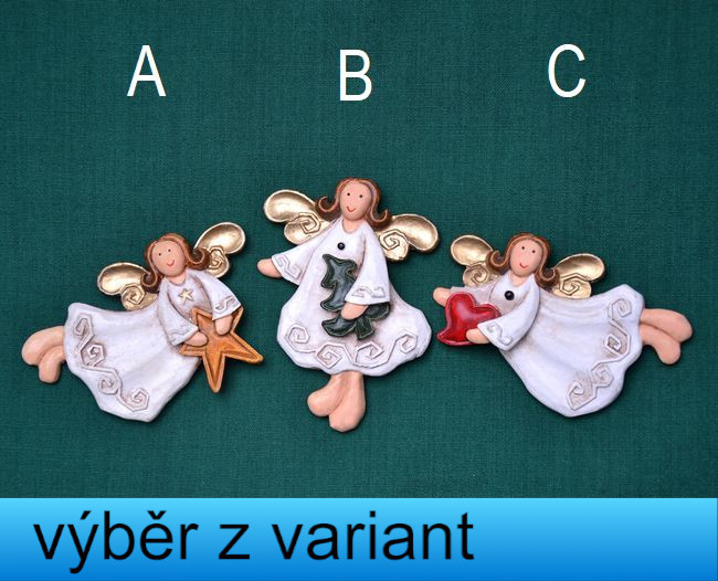 Relief Andelíček se zlatými křídly - vel 7,5cm
