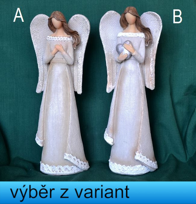 Anděl v šatech s krajkou - výška 24,5cm