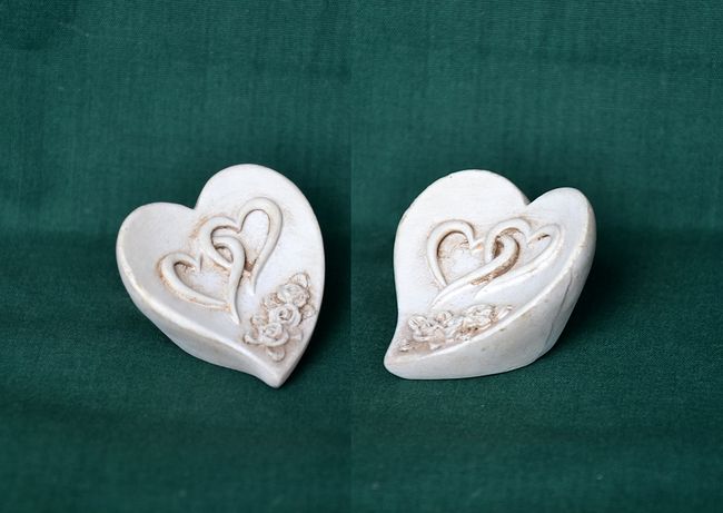 Srdícko asymetrické s dekorem - 4,5x5x3,5cm