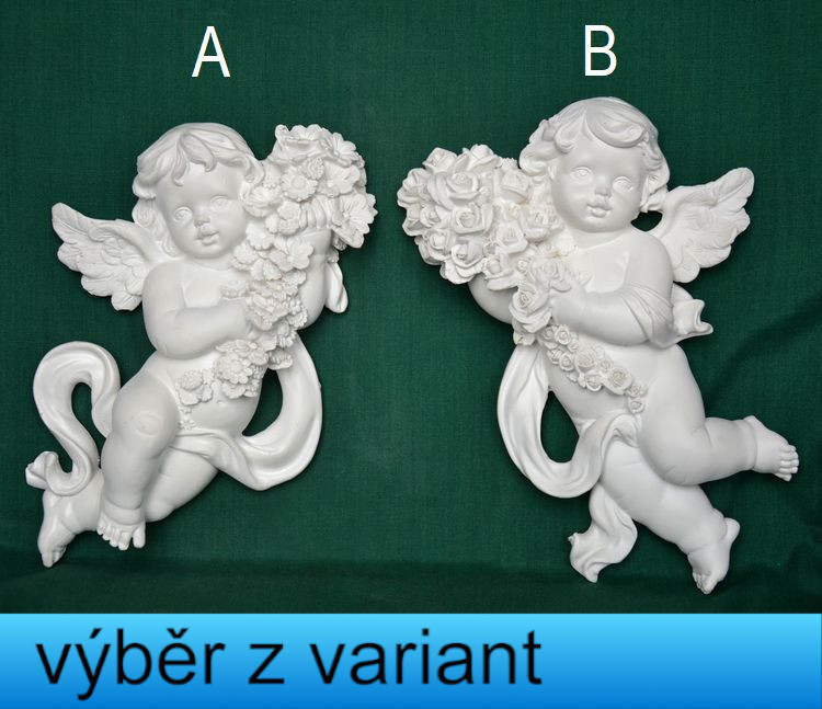 Relief Anděl s květinami - vel. 19cm