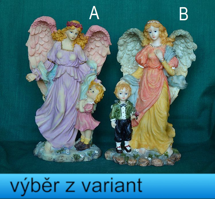 Andělka romantik s dětmi - výška 19cm