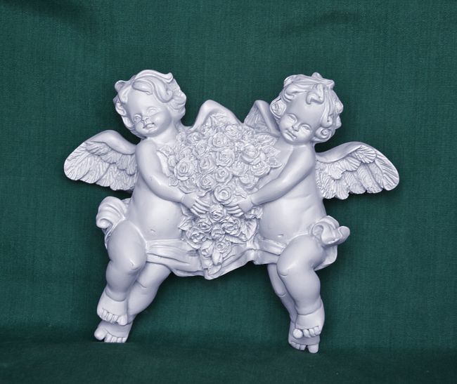 Relief 2 Andělé s květinami - vel. 14x11x3,52cm