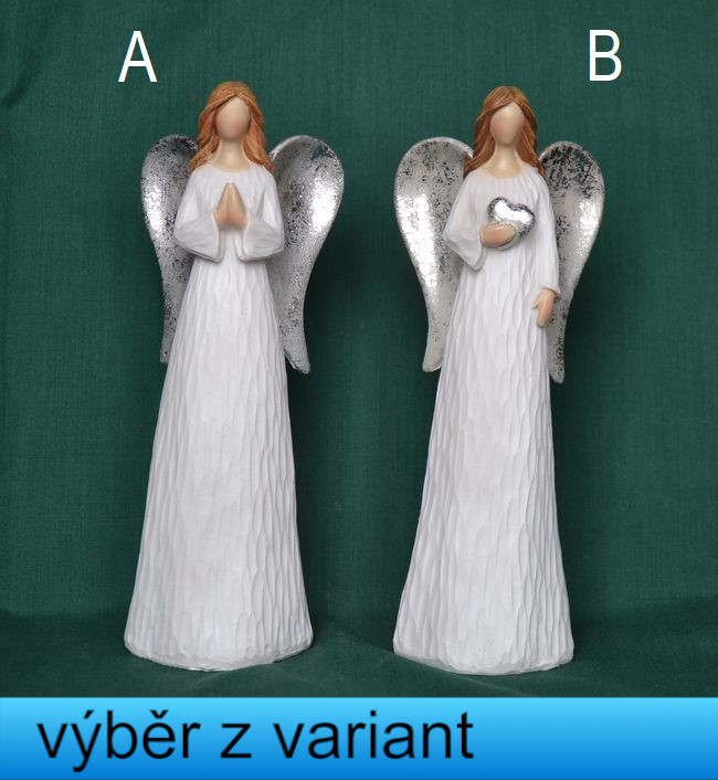 Anděl v bílých šatech - výška 19cm