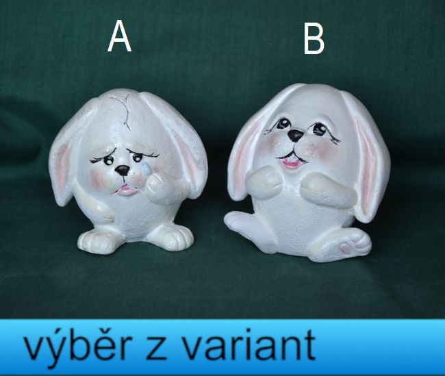 Zajíc bílý kulatý - výška 7cm