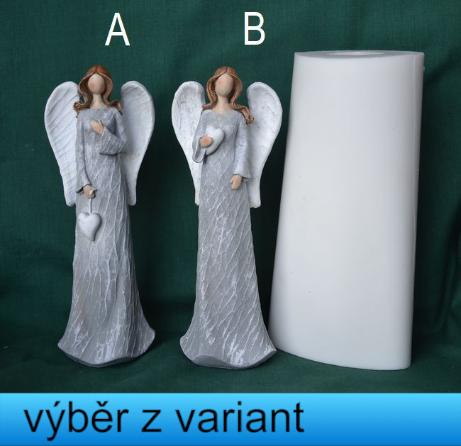 Anděl šedý se srdcem - výška 18cm