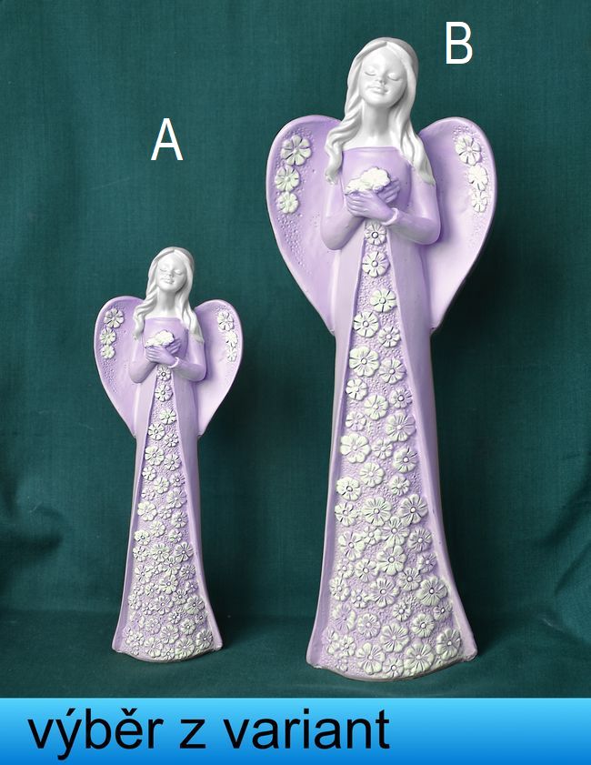 Anděl v šatech s květy - výška 19 a 29cm