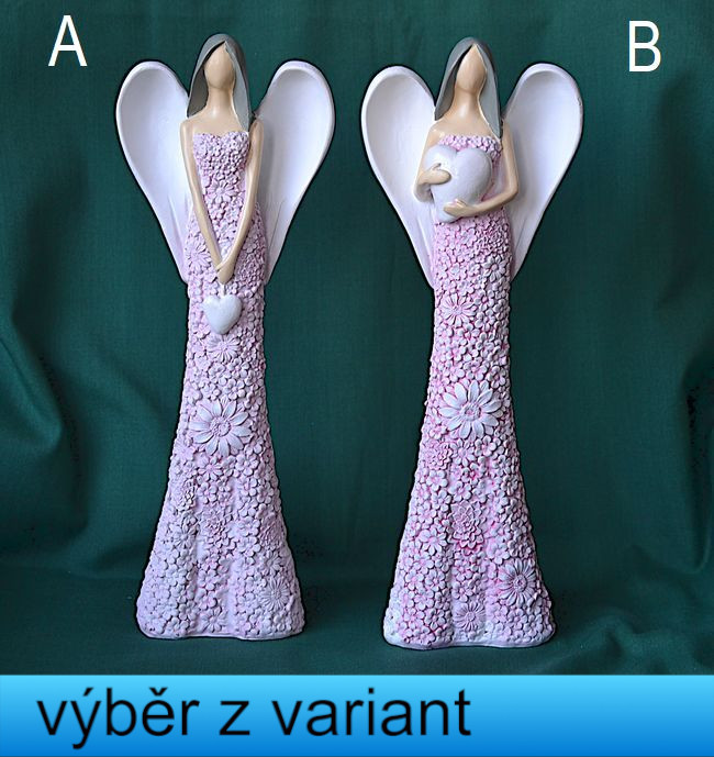 Anděl v kvítečkových šatech - výška 25cm