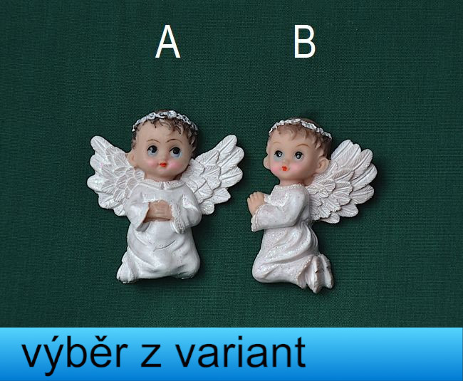 Relief Andělíček klečící s věnečkem - 5,5cm