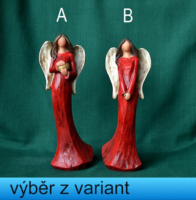 Anděl červený - výška 15cm