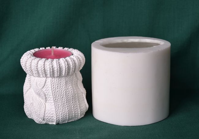 Forma svícen Pletený pytlík, na MALOU čajovou svíčku výška 6,5cm