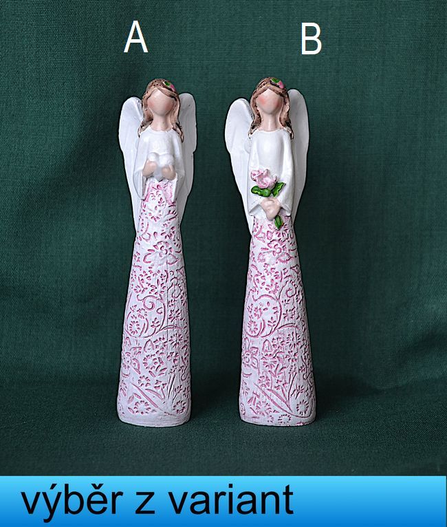 Anděl s květinou ve vlasech - výška 9,5cm