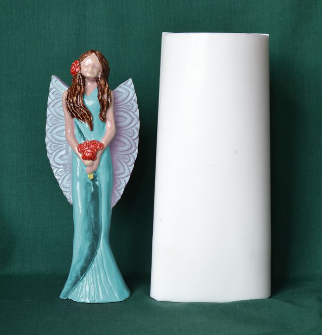 Anděl keramický s dekorovanými křídly - 17,5cm