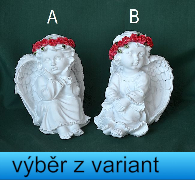 Andělka sedící s věnečkem - výška 12,5cm