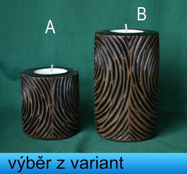 Forma svícen dekoér Dřevo, na MALOU čajovou svíčku výška 7,5 a 12cm