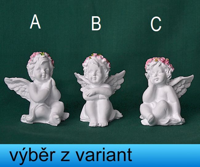 Andělíček s věnečkem sedící - výška 5cm