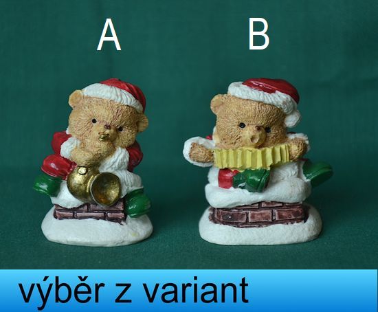 Vánoční medvídek hudebník, výška 4,3cm