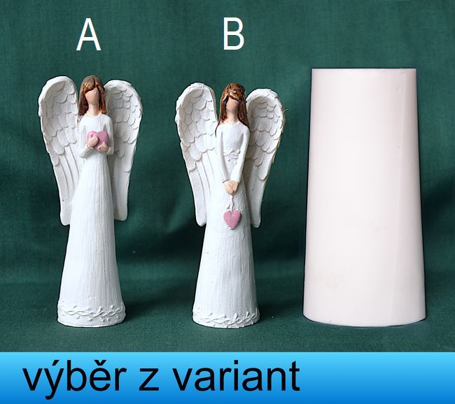 Anděl s růžovým srdíčkem - výška 10cm