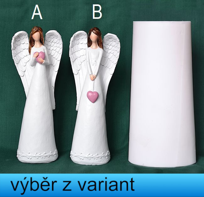 Andělka s růžovým srdíčkem - výška 19,5cm