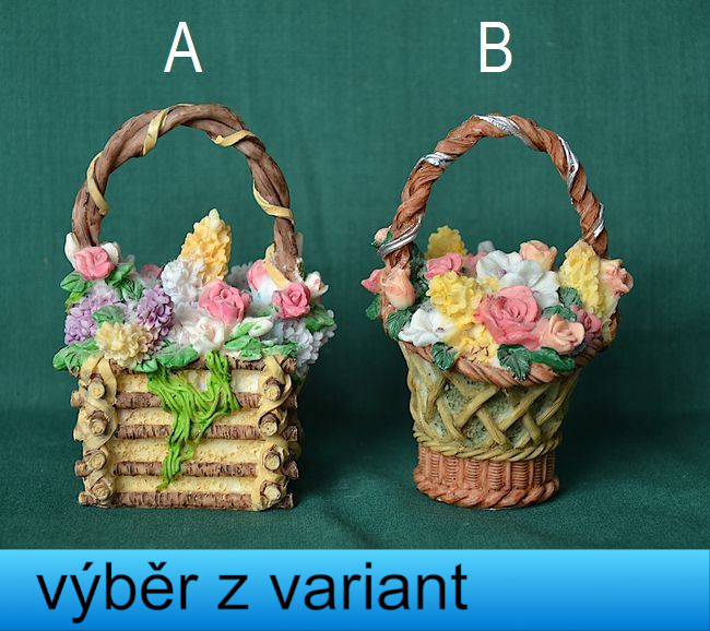 Košík s květinami - výška 10cm