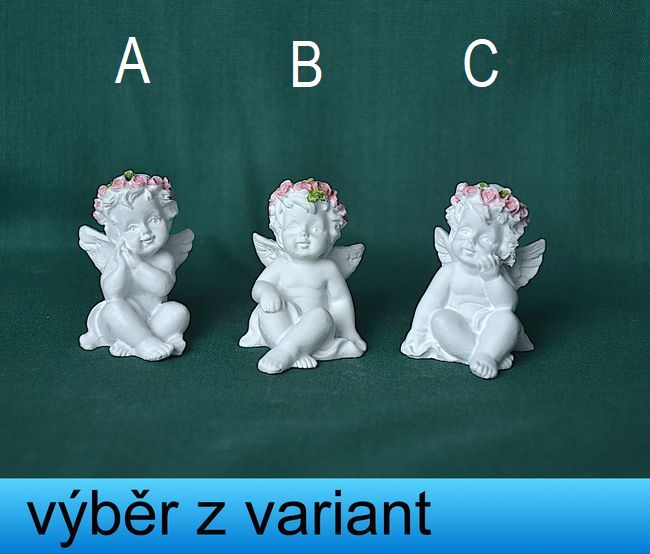 Andělíček s věnečkem sedící - výška 4cm