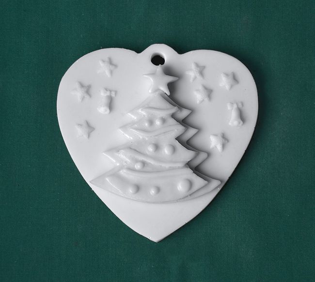Relief srdce závěs, Vánoční stromeček 2 - 8,5x8,5cm