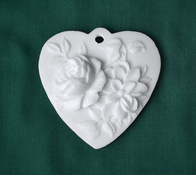 Relief srdce závěs, Kvetiny - 8,5x8,5cm