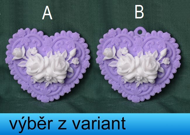 Relief srdce Kvetiny ornament - 8,5x8,5cm