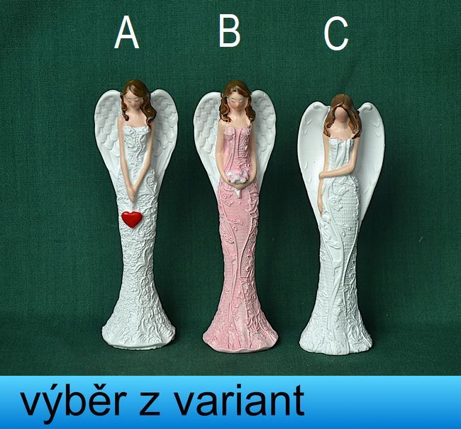 Andělka v krajkových šatech - výška 10,5cm