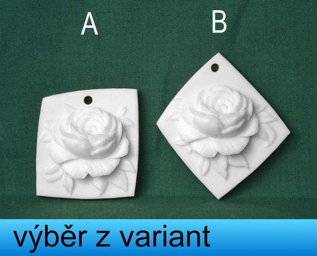 Přívěsek růže - čtverec, vel. 4,5x5cm