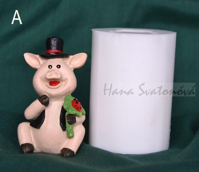 Prasátko v klobouku - výška 6,5cm