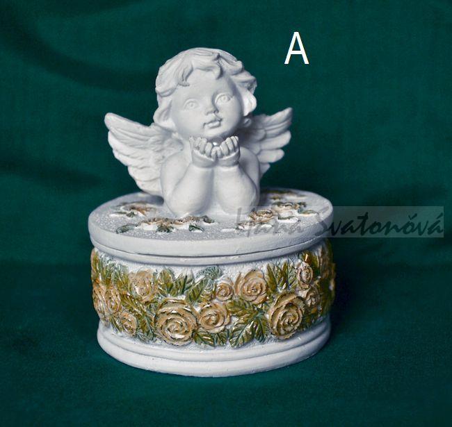 Kazeta s andělíčkem - průměr 6,5cm