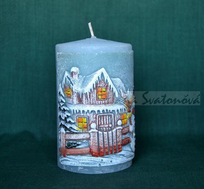 Zimní motiv válec, výška 9,5cm