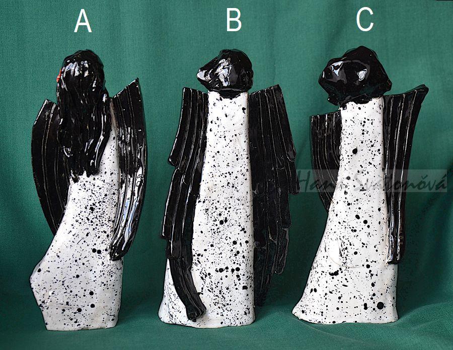 Andělé abstraktní, keramika 17-18cm