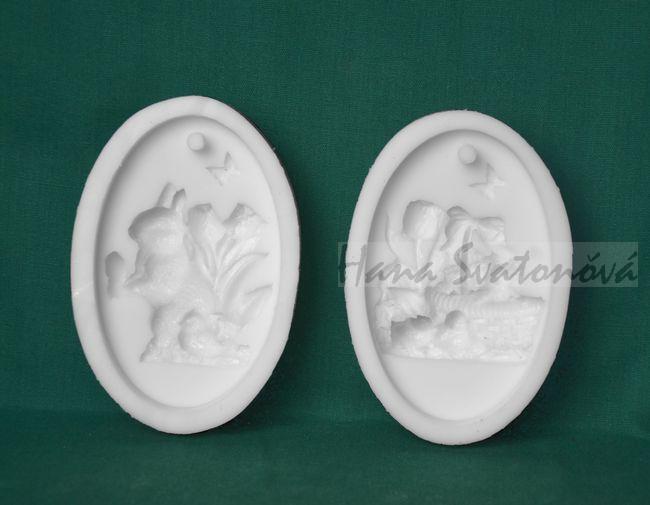 Relief Ovál závěs - Zajíc, vel 5,3x8,2cm